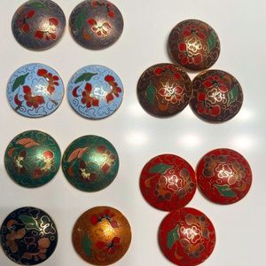 cloisonne pendents with loop necklace behind